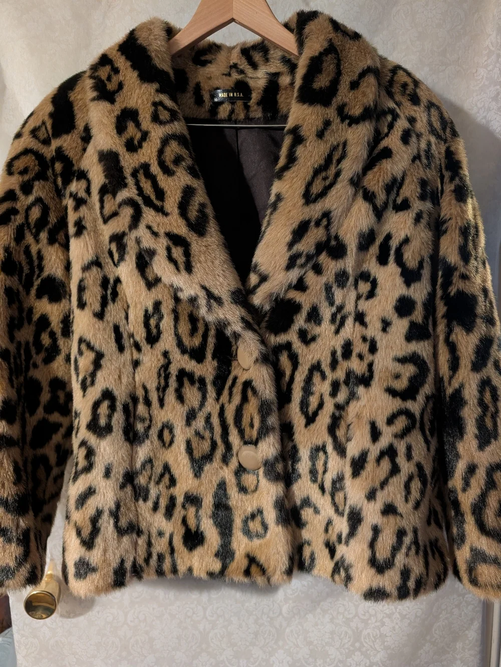 Faux Fur Leopard Car Coat Vintage? Silky Lining - Picture 7 of 16
